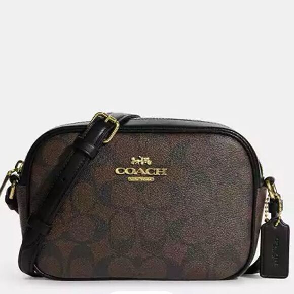 NWT ❤️ COACH Mini Jamie Camera Bag In Signature Canvas Crossbody Purse - Picture 1 of 4